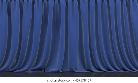 Theater Stage Blue Curtain 3d Render Stock Illustration 457578487