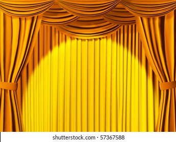 Theatrical Curtain Of Yellow Color