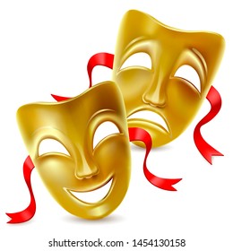 Theatrical masks on a white background 