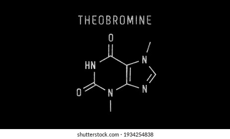 Theobromine Or Chocolate Molecular Structure Symbol Sketch Or Drawing On Black Background