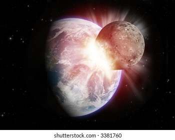 Theoretical Reconstruction Of A Planet Collision.