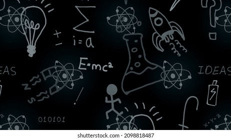 The theory of relativity in an educational scientific illustration with the formula E = MC2 which indicates that the energy is equal to the mass multiplied by the speed of light squared