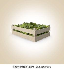 There Are 3d Cucumbers In The 3d Box, It's Represent Farmer's Day.