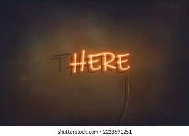 There - Here Yellow Neon  Sign