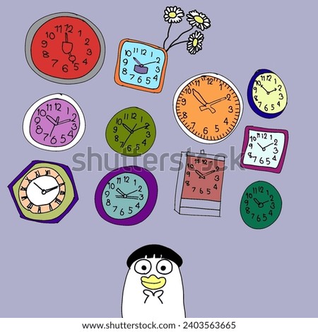 There are many watches in this picture. It indicates that the time is not the same. And you think How much time do we have left in our lives? Of course, they must not be equal. But it will take time t 商業照片 © 
