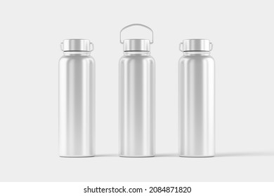 Thermal Sport Water Bottle 3D Rendering White Blank Mockup