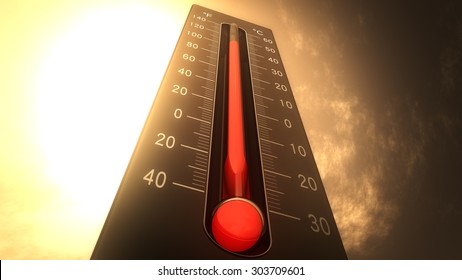 Thermometer Fahrenheit Celsius Heat IllustrationConcept of climate change, global warming, summer heat.