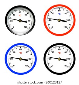 Thermometers Round Gauge Chrome Frame Vector Stock Vector (Royalty Free ...