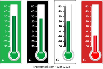 Red Black White Green Thermometers Set Stock Illustration 119978434