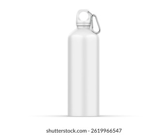 Thermos bottle mockup. Metal water thermo flask mock-up. Stainless steel travel thermos for hot tea. Realistic thermal container template design. 3D illustration