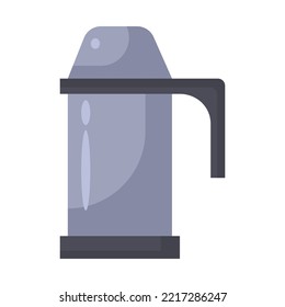 Thermos Container Isolated White Background Icon. Thermo Drink Flask And Metal Bottle For Water. Steel Object For Tea And Travel Mug. Thermal Plastic Cup And Camping Can For Beverage. Cartoon Element