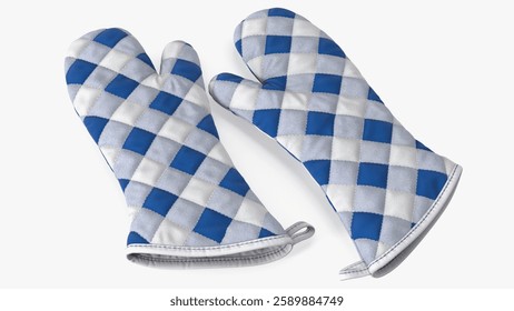 These patterned mitts are essential for keeping hands safe while handling hot cookware in the kitchen.