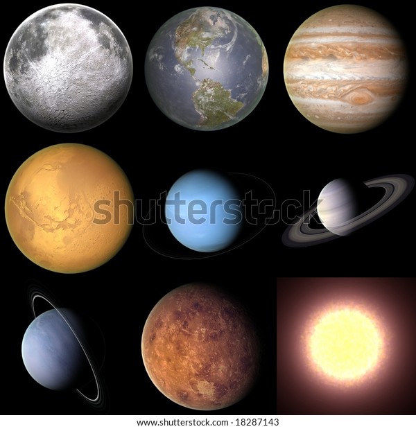 These Various Solar System Objects Each Stock Illustration