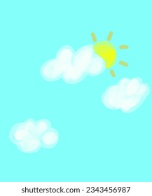 They are a blue sky, cloud, and sun