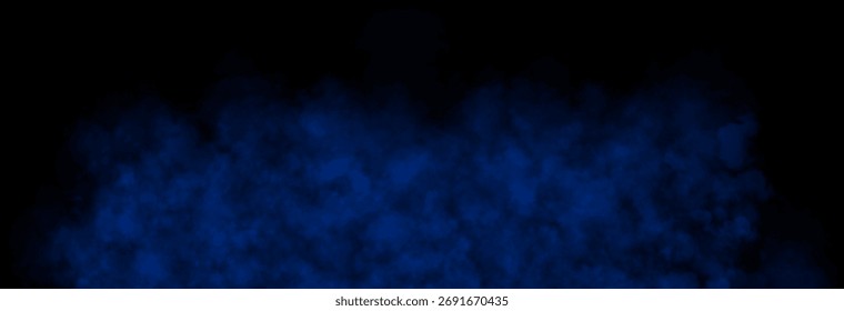 Thick light blue smoke clouds spreading on transparent background, ideal for horror visuals, dramatic effects or fire-related projects