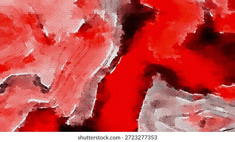 Thick red swaths with torn gray edges and high contrast; decisive composition, dramatic color-blocking and bold texture.
