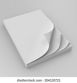 Thick White Stack Of Paper On Grey Background