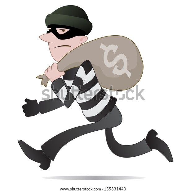 Thief Illustration Burglar Running Away His Stock Illustration 155331440