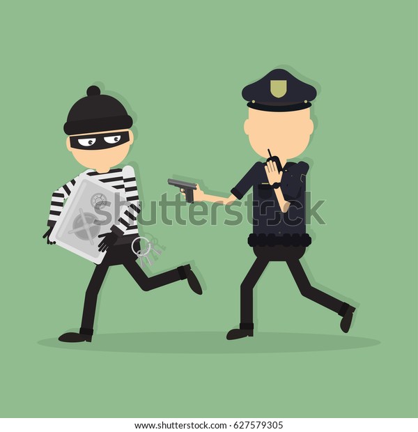 Thief Police Officer Funny Cartoon Thief Stock Illustration Shutterstock