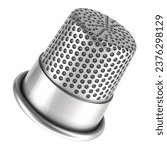 Thimble, silver thimble. 3D rendering isolated on white background