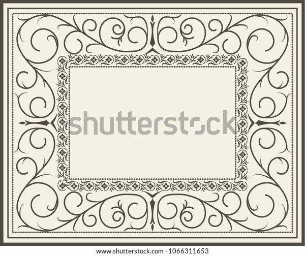 Thin beautiful\
decorative vintage frame for your design. Photo frame. Making\
menus, certificates, salons and boutiques. Gold frame on a dark\
background. Space for your\
text.