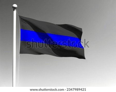 Thin blue line flag isolated waving on gray background