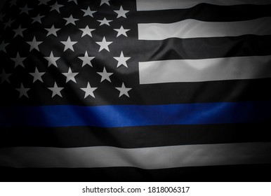 Thin Blue Line Wavy American Flag Stock Photo 1805207935 | Shutterstock