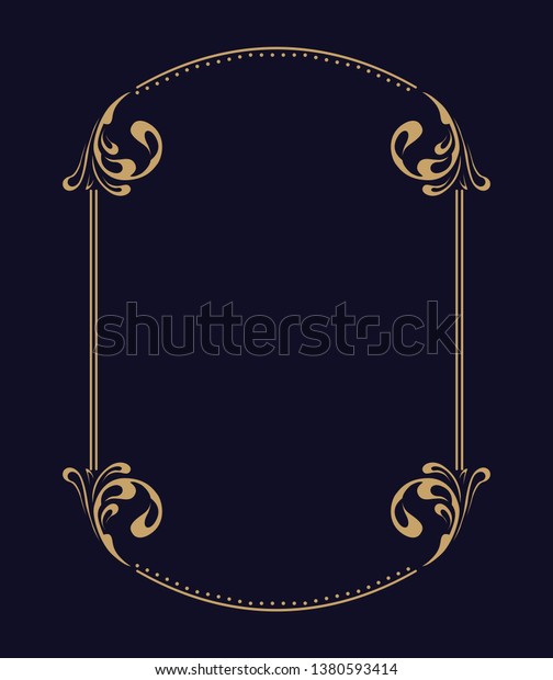 Thin gold beautiful\
decorative vintage frame for your design. Making menus,\
certificates, salons and boutiques. Gold frame on a dark\
background. Space for your\
text.