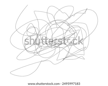 Thin line of random scratch. Random pen line. Chaotic black line. Bad black line scribble art
