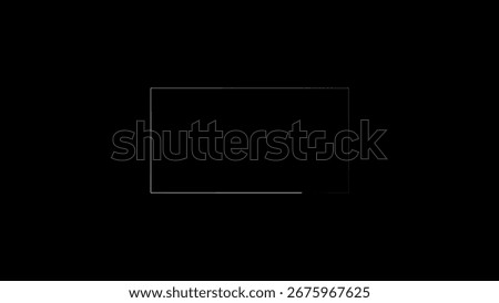 A thin white neon rectangle frame with a subtle glow on a black background. Clear details and vibrant colors enhance visual appeal.