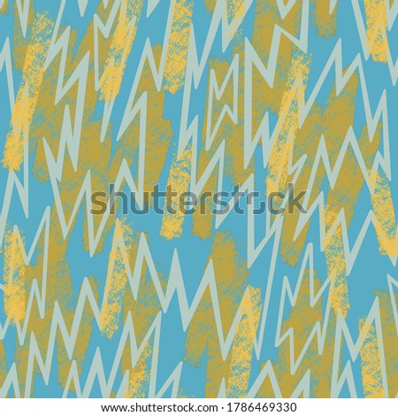 Thin zig zag lines seamless pattern. Abstract geometric elements. Artistic lines background. Grunge texture with painted brush strokes. Fashion design for textile, fabric, sportswear and any surface.