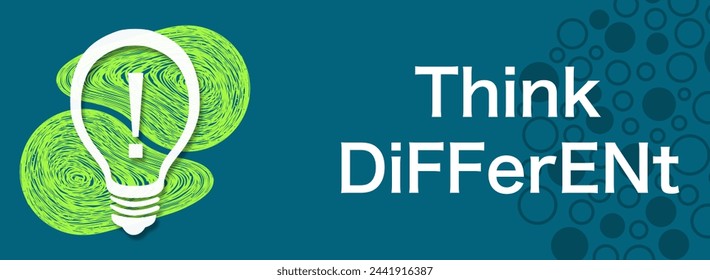 Think Different concept image with text and bulb symbol.