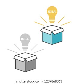 Think idea outside the box. Creative idea box