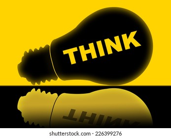 Think Lightbulb Showing Reflection Contemplating And Considering