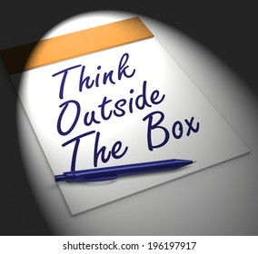 Think Outside The Box Notebook Displaying Creativity Innovative Or Brainstorming
