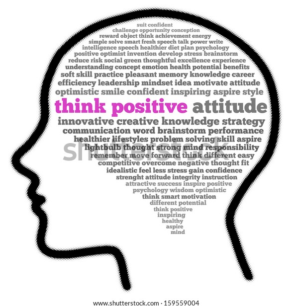 Think Positive Attitude Head Shape Words Stock Illustration 159559004