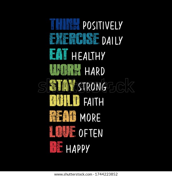 Think Positively Exercise Daily Eat Healthy Stock Illustration 1744223852