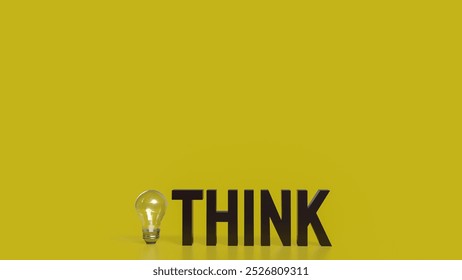 Think text and Light Bulb for idea or creative concept 3d rendering.