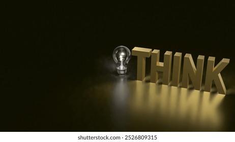 Think text and Light Bulb for idea or creative concept 3d rendering.