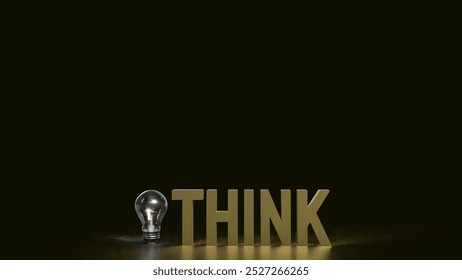 Think text and Light Bulb for idea or creative concept 3d rendering.