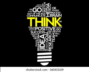 THINK word cloud bulb, business concept
