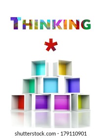 Thinking concept with colorful 3d design illustration