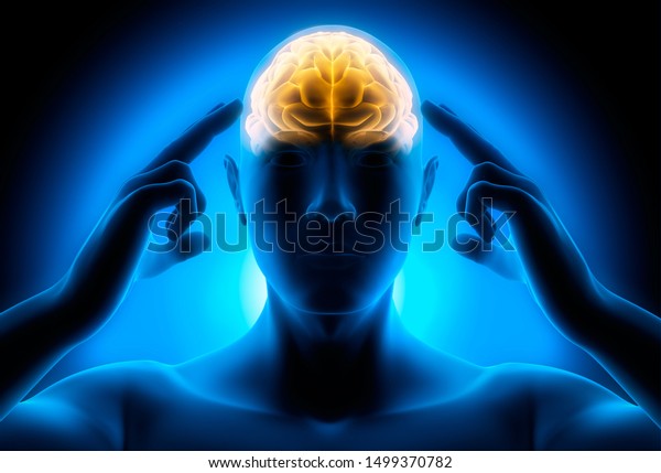 Thinking man -\
Brain Activity - 3D\
illustration
