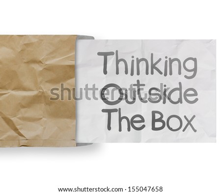 thinking outside te box on crumpled paper as concept Stock photo © 