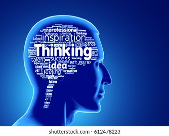 Thinking Word Cloud Man Side 3d Stock Illustration 612478223 | Shutterstock