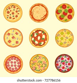 Illustration Cartoon Hand Drawn Set Pizza Stock Illustration 673355956 ...