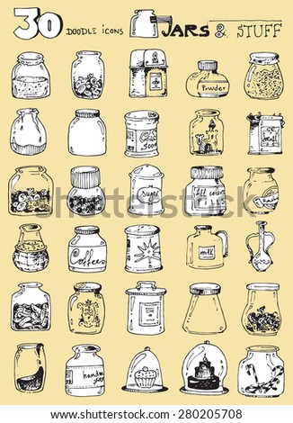 thirty doodle icons illustration