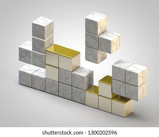 This Is A 3d Illustration Of Falling Blocks Like In A Tetris Game.