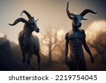 This is a 3D illustration of a Faun, Half goat, half human.