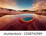 This is a 3D illustration of Grand Prismatic Spring, USA, Yellowstone National Park.